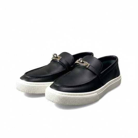 d13 HERMES エルメス スリッポン ゲーム ケリー スニーカー サイズ38.5 ブラック レザー レディース ローカットスニーカーk02i