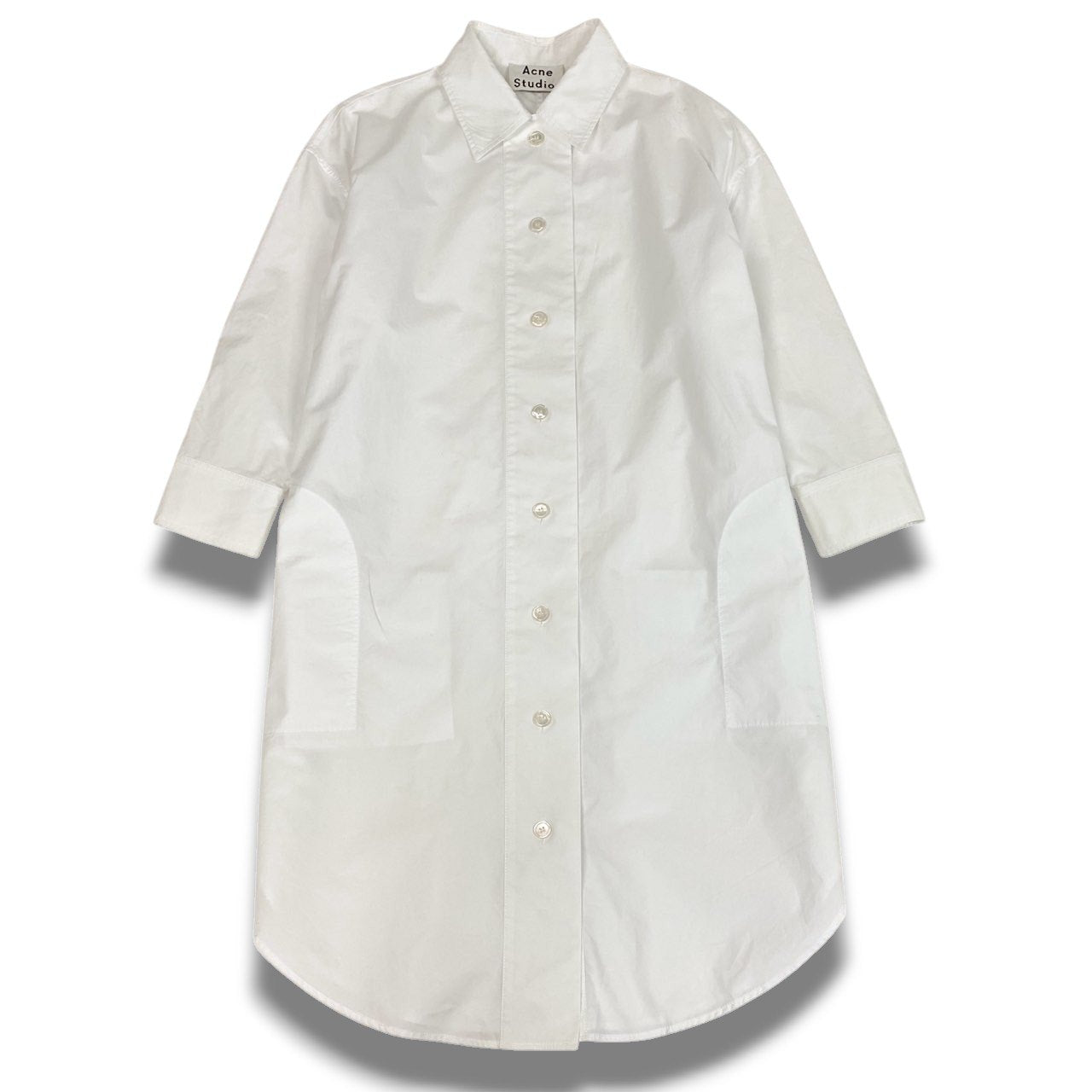 Ec2 Acne Studios アクネ ストゥディオズ 5分袖 シャツワンピース トップス 34 ホワイト コットン レディースu02t