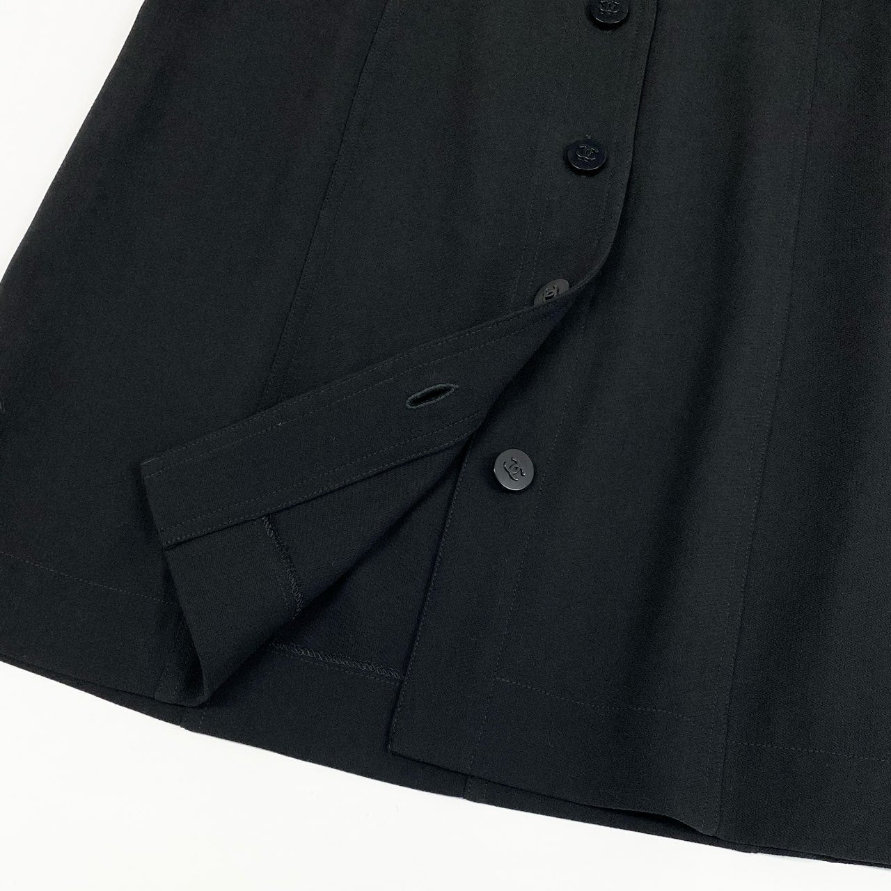 Ca15 CHANEL シャネル 1991年 P11193 スタイルアップ ジャケット パンツ セットアップサイズ36 ブラック レディースta1