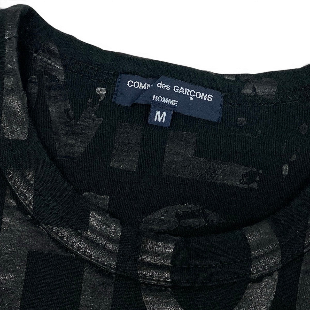 Af4 COMME des GARCONS HOMME コムデギャルソン オム AD2004 ラバープリント ロゴカットソー ロングTシャツ サイズM ブラック メンズk02ik02i