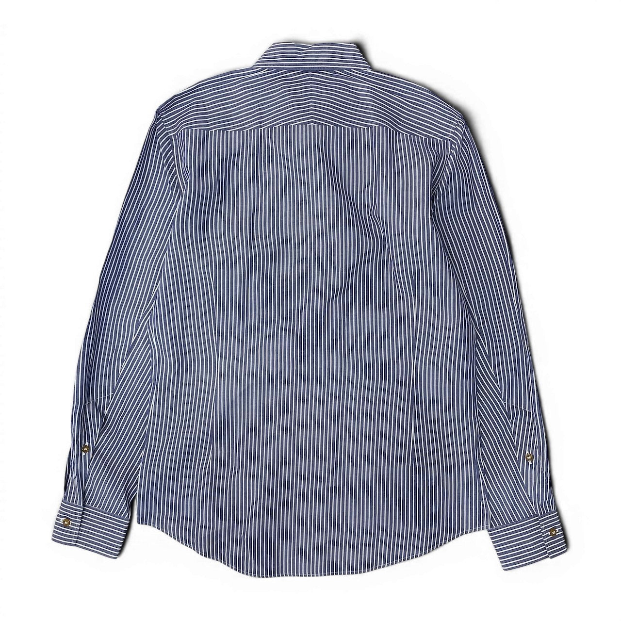 31e7 【美品】  VivienneWestWood MAN ヴィヴィアンウエストウッドマン ロゴ刺繍 ストライプシャツ ロングスリーブシャツ  サイズ50 ブルー ホワイト コットン100％ メンズ 紳士服u02t