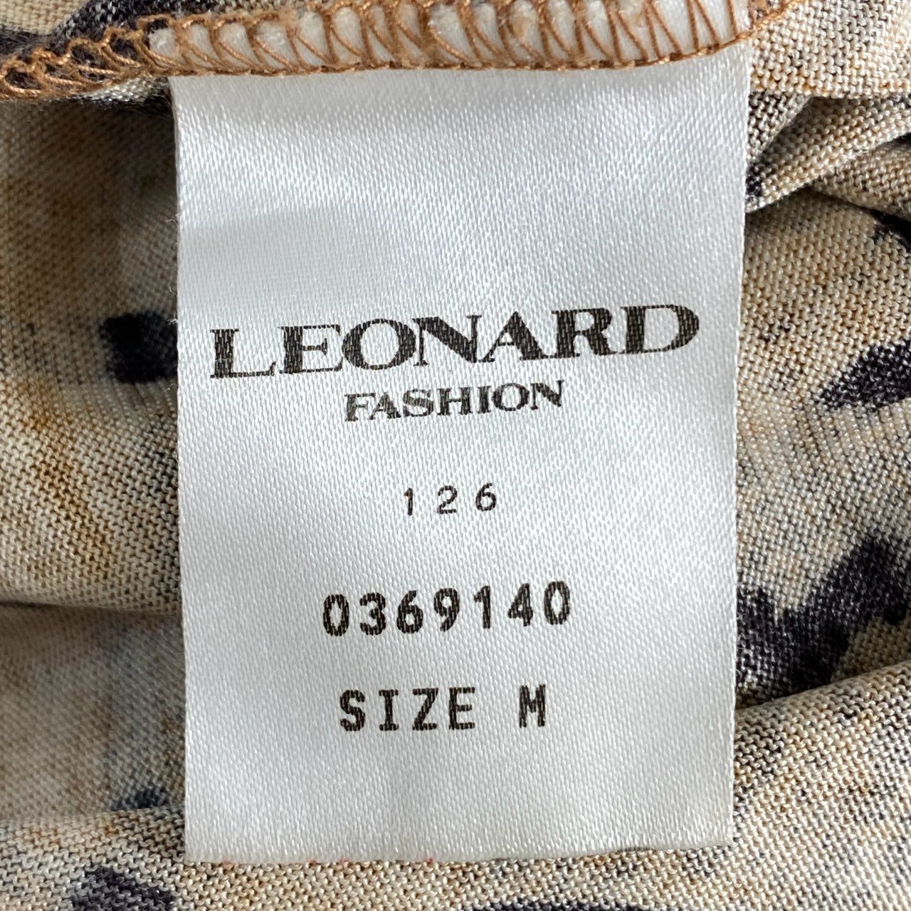 4e11 LEONARD レオナール 伸縮ストレッチ素材 ハイネック 長袖Tシャツ カットソー トップス サイズM オレンジ ブラック レディース 日本製