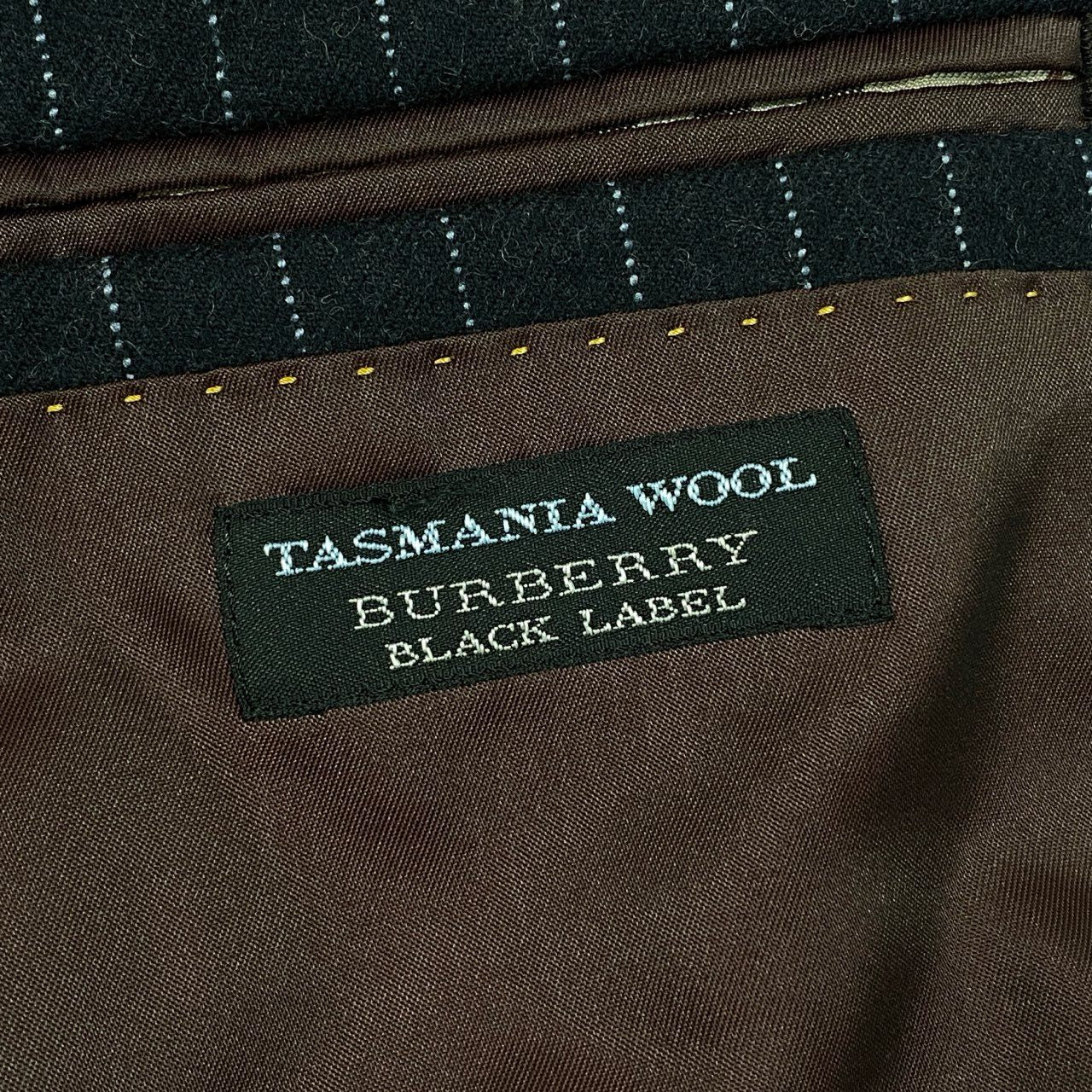 39d14 BURBERRY BLACK LABEL バーバリー ブラックレーベル ストライプスーツ セットアップ サイズ82-76-170 ブラック フォーマルt18r