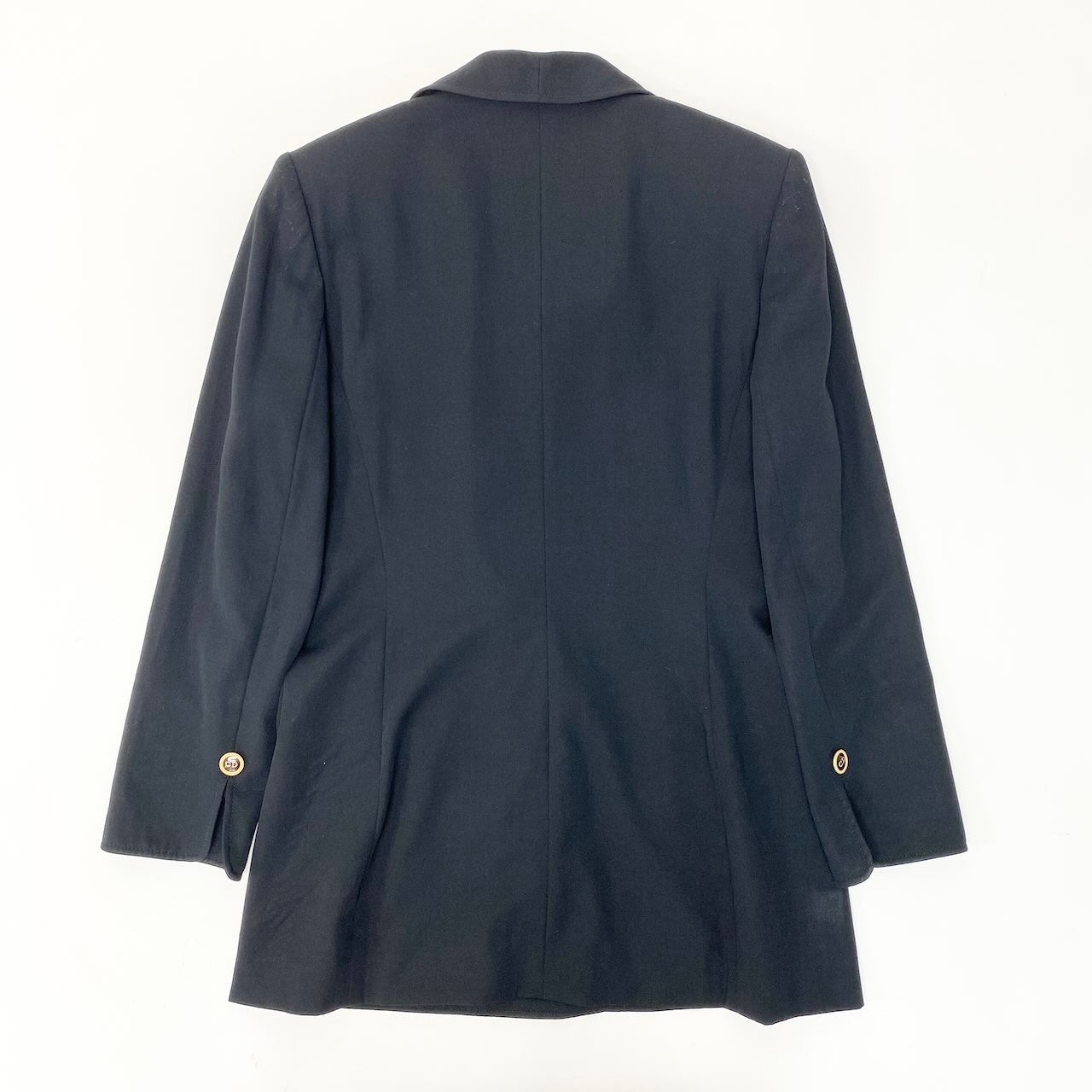 13f15 Christian Dior クリスチャンディオール CDボタン テーラージャケット ブレザー ダブルブレスト サイズ9 ブラック ウールu02t