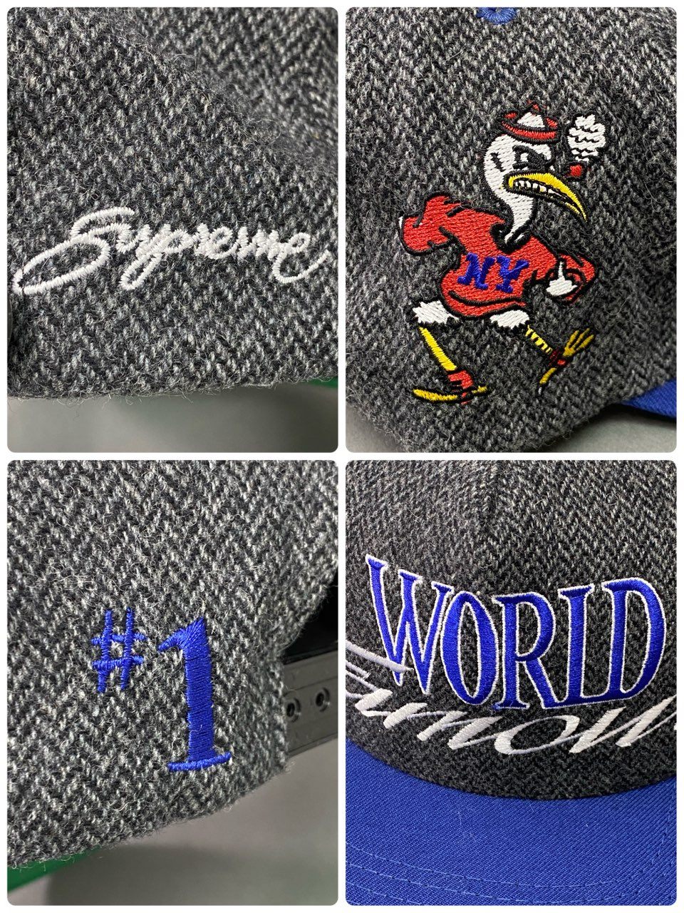 l20 2 Supreme シュプリーム 初期 World Famous 5Panel Cap パネルキャップ ブルー Vintage ビンテージ ヘリンボーン NY スナップバック