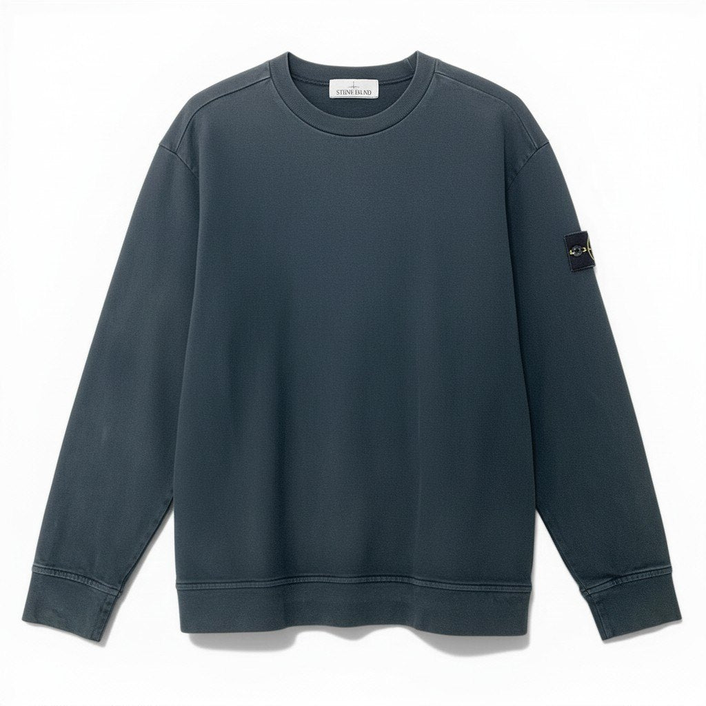 85d9 STONE ISLAND ストーンアイランド クルーネックカットソー プルオーバー トップス トレーナー 801563750 Mサイズ ブラック コットン メンズo07t