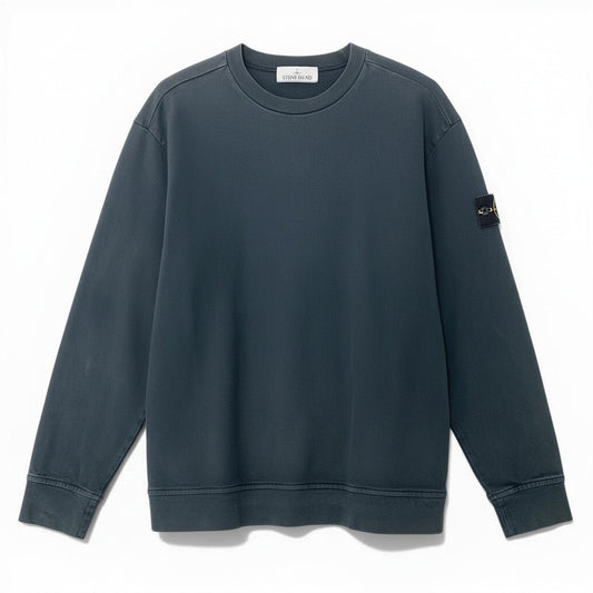 85d9 STONE ISLAND ストーンアイランド クルーネックカットソー プルオーバー トップス トレーナー 801563750 Mサイズ ブラック コットン メンズo07t