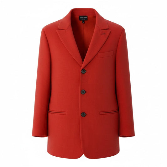 23e11 GIORGIO ARMANI ジョルジオアルマーニ コットンカシミヤジャケット テーラードジャケット アウター イタリア製 ESG04JESL7J 46サイズ レッド系 メンズ 男性用t18r