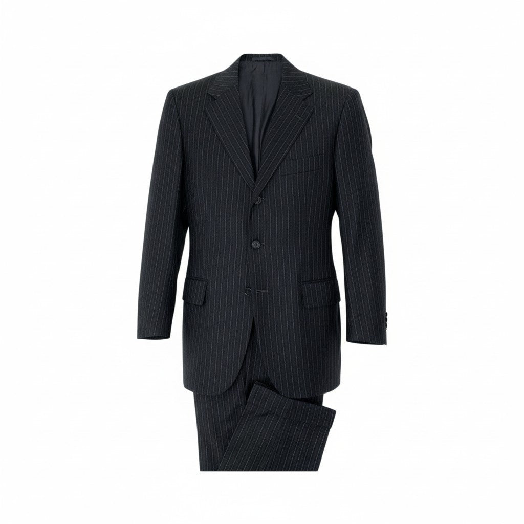 51Ⅼ2 Cesare Attolini チェザーレアットリーニ シングルスーツ セットアップ ストライプスーツ タイユアタイ 50 7R グレー系 ウール メンズ tie your tieu02t