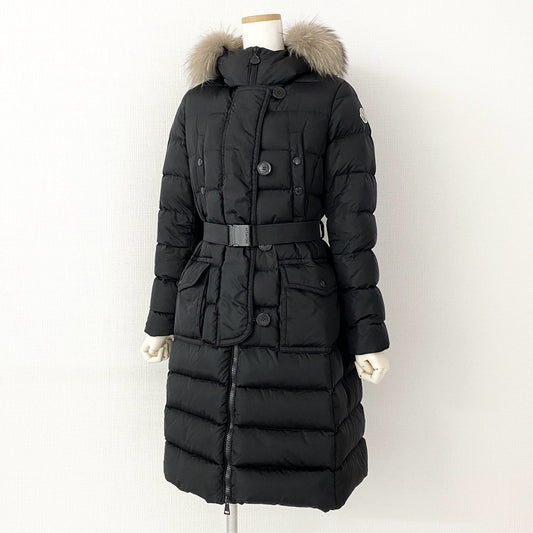 71d16 MONCLER モンクレール ダウンコート ロングコート GENEVRIETTE GIUBBOTTO ジュヌブリエッテ フォックスファー 0 ブラック レディース