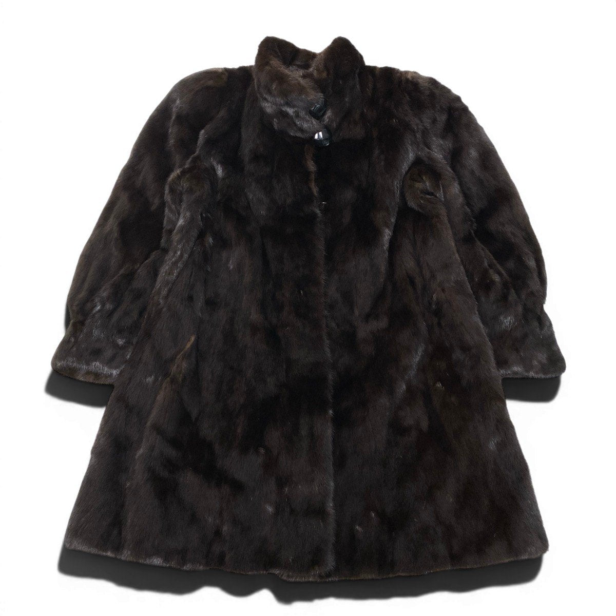 92h8 デミバフミンク ロングファーコート ハイネック サイズ13 茶系 本毛皮 Mink Fur Long Coatt18r