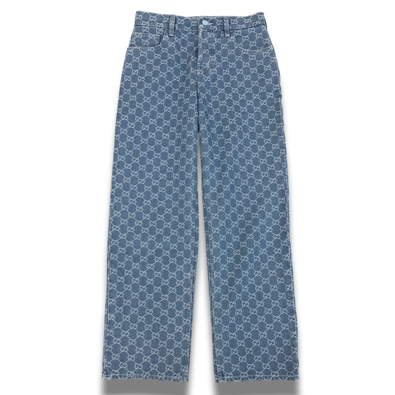 Ic16 【未使用品】GUCCI グッチ GGコットンデニムジャガードパンツ デニムパンツ サイズ24 インディゴ レディース ボトムk02i