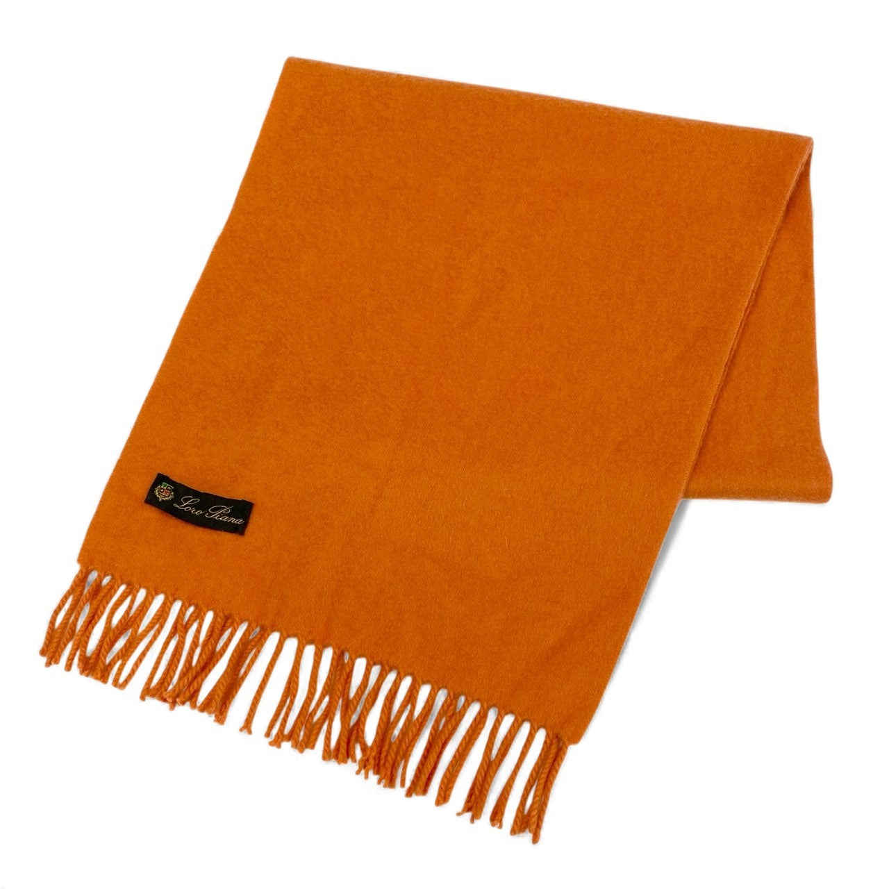 l15 Loro Piana ロロピアーナ カシミヤ100 フリンジマフラー 総カシミア ストール オレンジ カシミヤ メンズ 男性用u02t