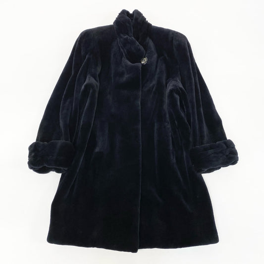 39k1《美品》定価98万 ICRISTALLI ROYAL SAGA MINK 金サガ シェアードミンク ロングコート F ブラック 最高級本毛皮 リアルファーt18r