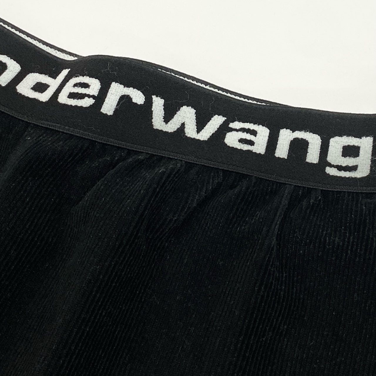46f30 alexander wang.t アレキサンダーワン ウエストロゴプリント コーデュロイ ショートパンツ ハーフパンツ  XS ブラック レディース