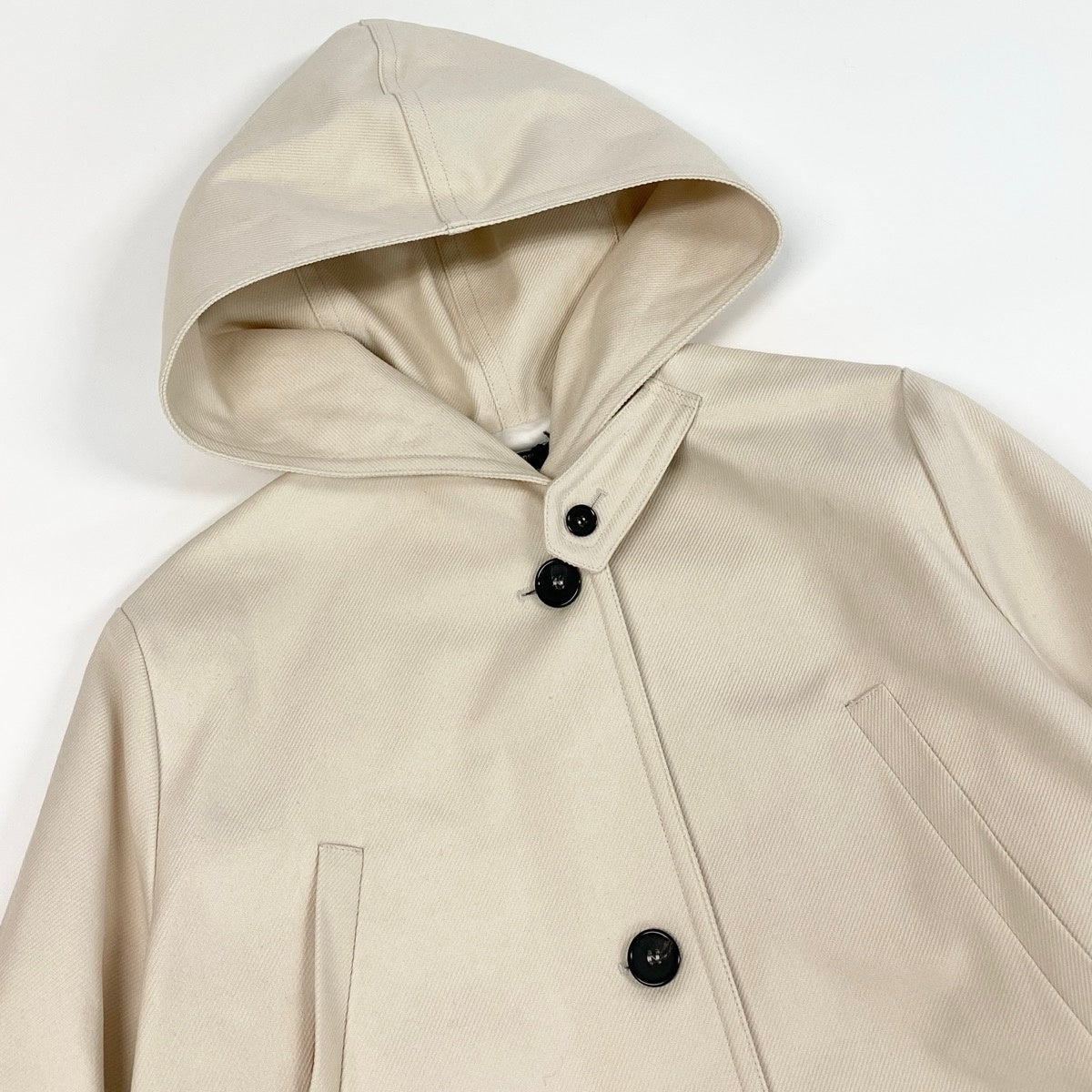 Ee19【未使用タグ付】 JIL SANDER NAVY ジルサンダー ネイビー フーデットコート ロングコート サイズ36 アイボリー レディース 女性服u02t