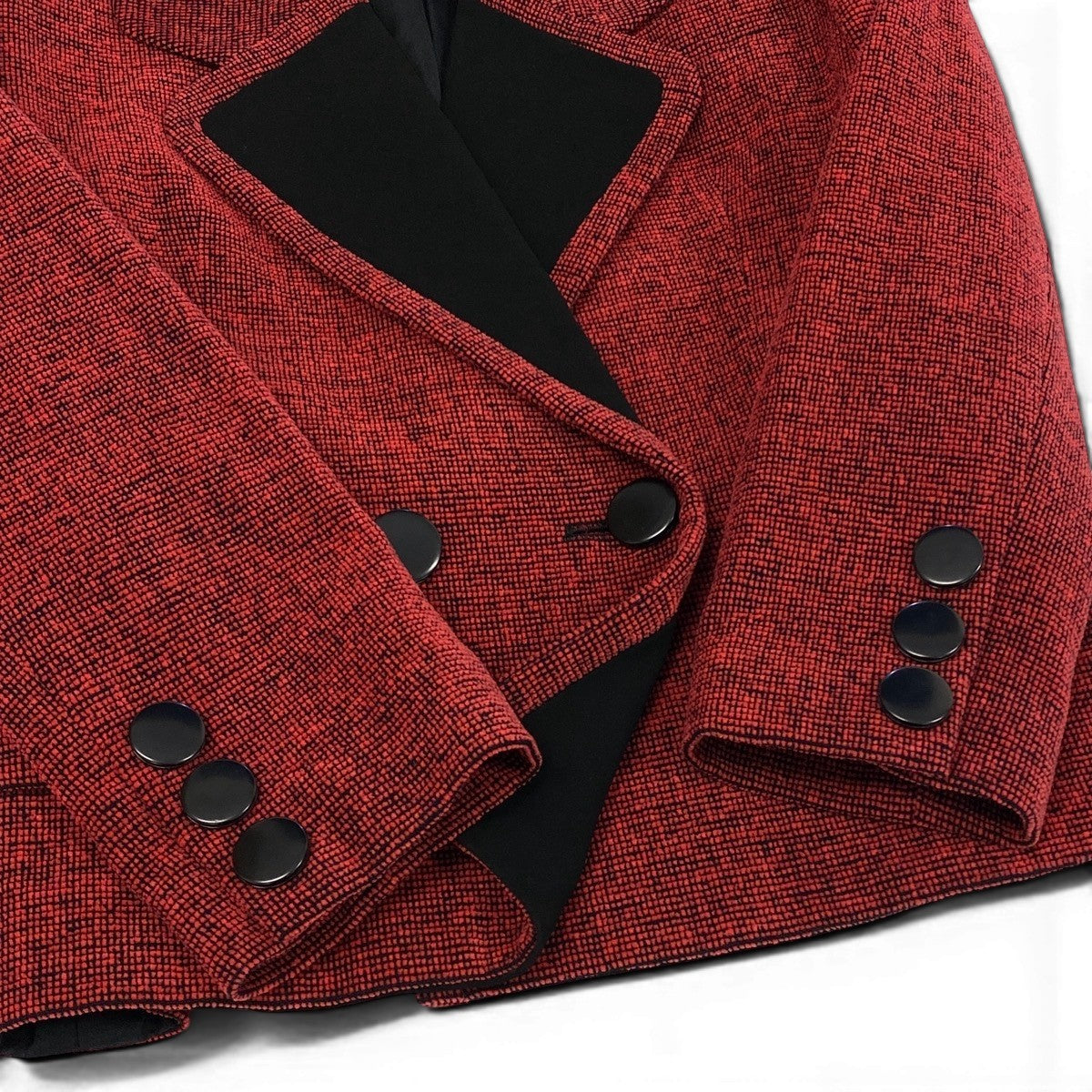 8f5 【美品】 Christian Dior クリスチャンディオール セットアップ スカートスーツ ツイードジャケット ダブルブレスト フォーマル バイカラー サイズ9 ブラック レッド  レディース 女性服u02t