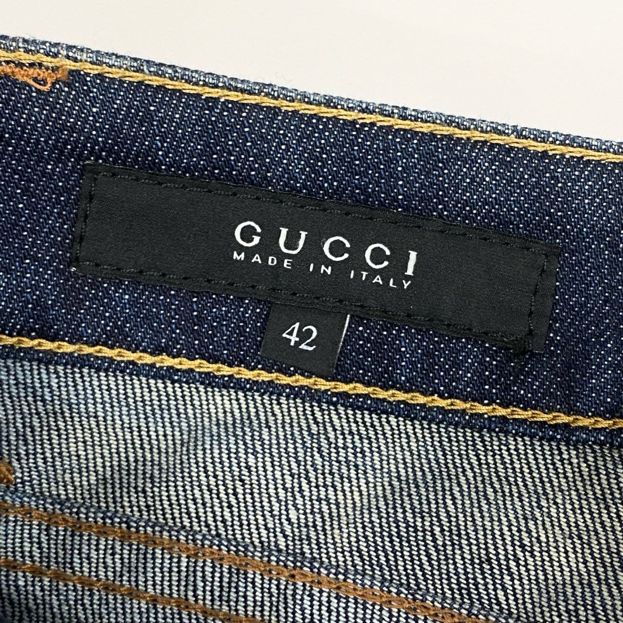 Ib19 GUCCI グッチ シェリーライン ポケットロゴ入り デニムパンツ ジーンズ サイズ42 インディゴ レディース ボトムta1