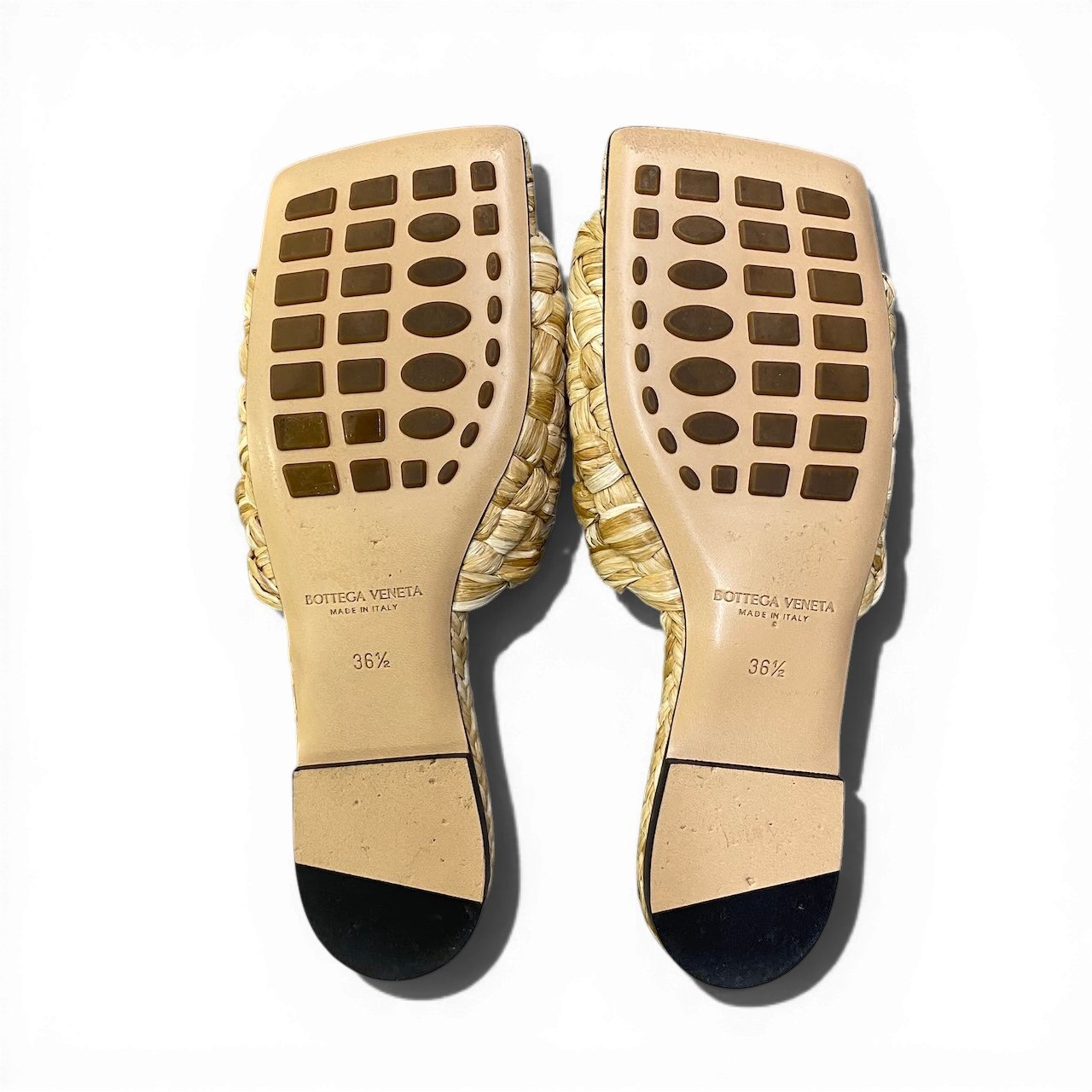 Ad2 BOTTEGA VENETA ボッテガヴェネタ  リド スライドサンダル サイズ36 1/2 編み込みラフィアサンダル レディースk02i