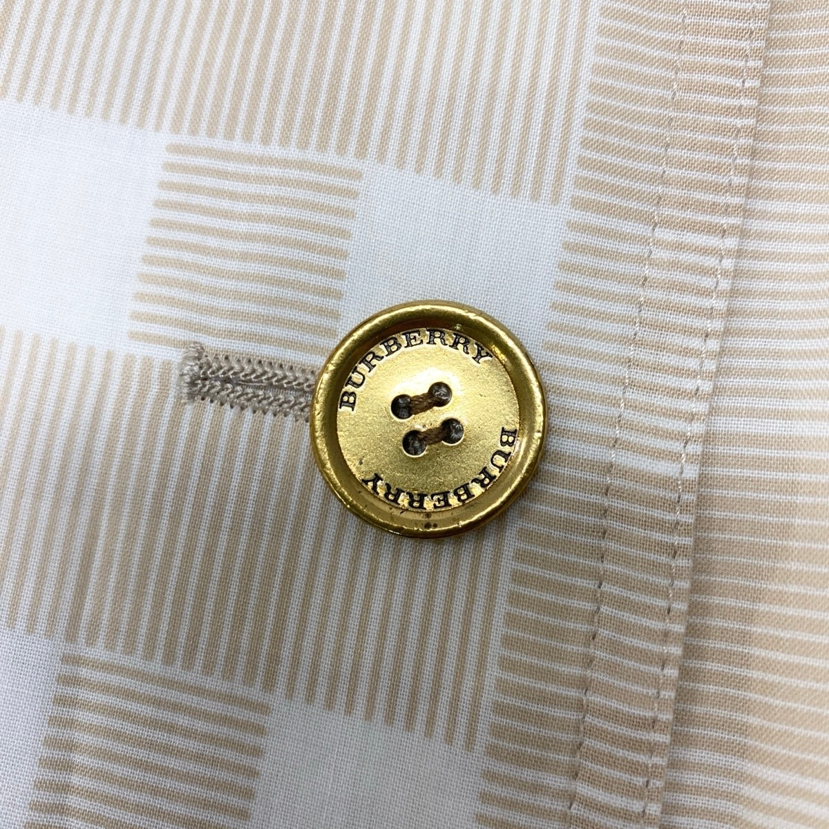 Ig9 BURBERRY LONDON ノバチェック トレンチ風ワンピース アメリカンスリーブ 日本製 36サイズ ベージュ ホワイト コットン100％ レディース 女性用ta1