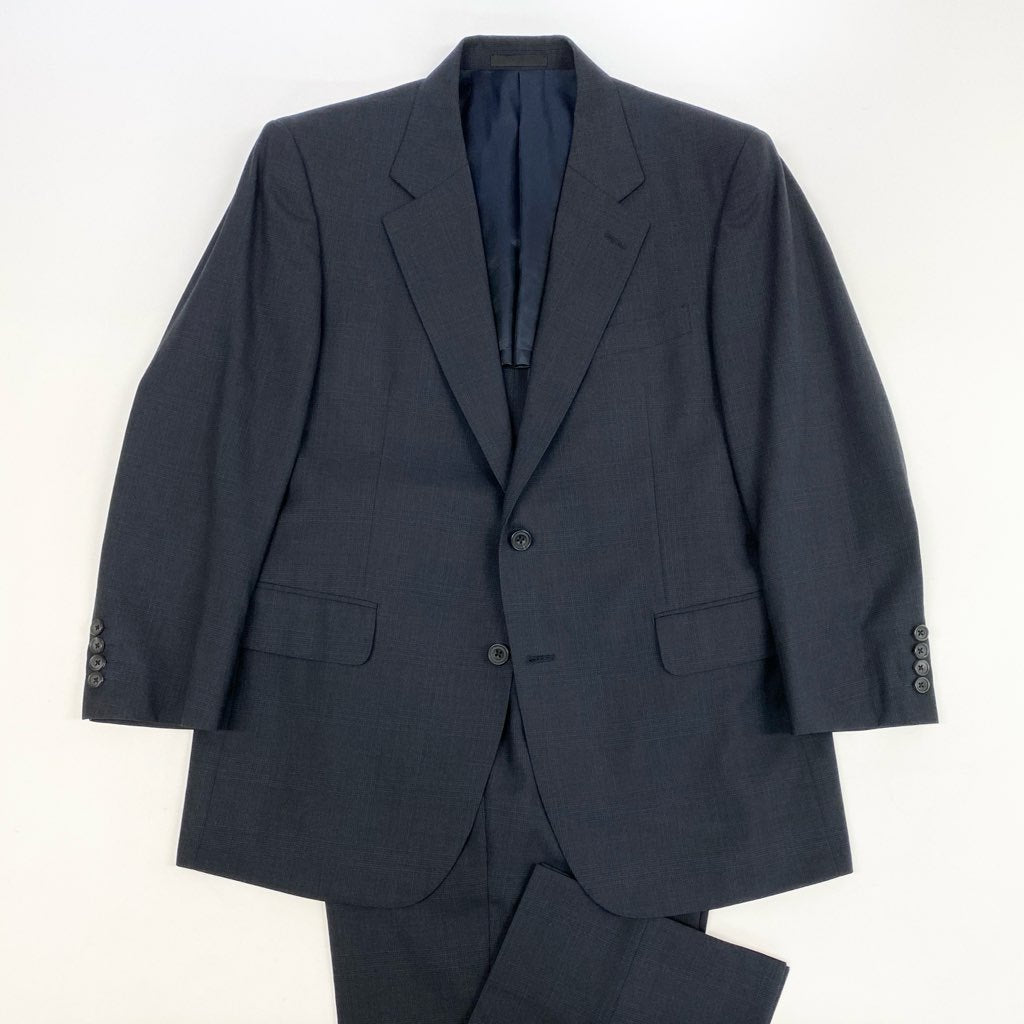 62l24 BURBERRY バーバリー スーツセットアップ テーラードジャケット スラックス チェック BB5サイズ ネイビー ウール100％ メンズo07t