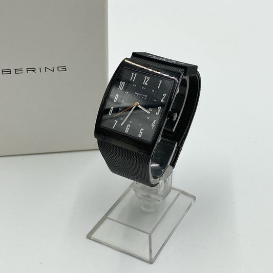 h21《美品》 BERING ベーリング Solar Powered Watch ソーラー 腕時計 16433-377 ブラック サファイアガラス アナログ 稼働 箱付きt18r