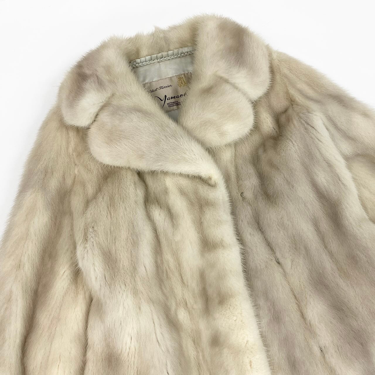 54e13 yamaoka パールミンク ロングコート サイズF ホワイト 本毛皮 Pearl Mink Fur Long Coatt18r