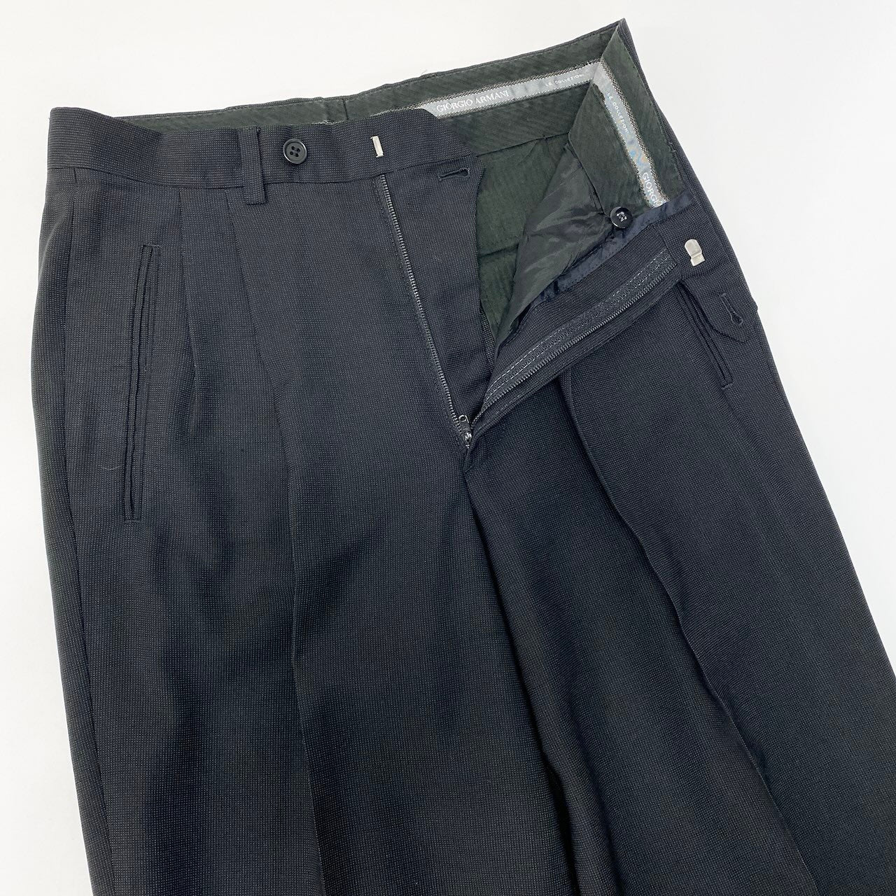 43c30 GIORGIO ARMANI LE COLLEZIONI ジョルジオアルマーニ セットアップスーツ シングル 3B 背抜き メンズ 紳士服 ビジネス 44REG ブラックo07t