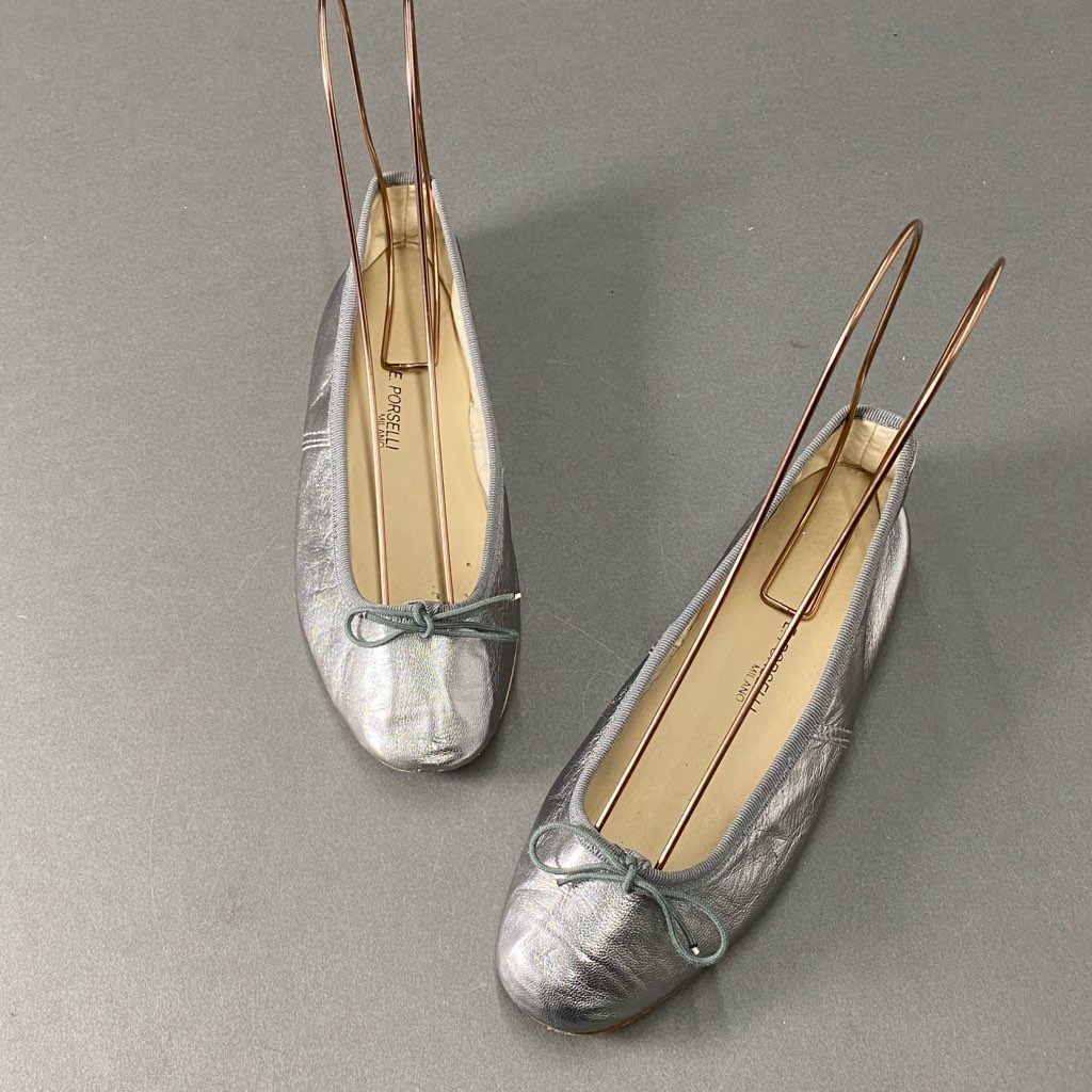 5d21 E.PORSELLI ポルセリ バレエシューズ フラットシューズ 36 メタリック シルバー ballet shoes