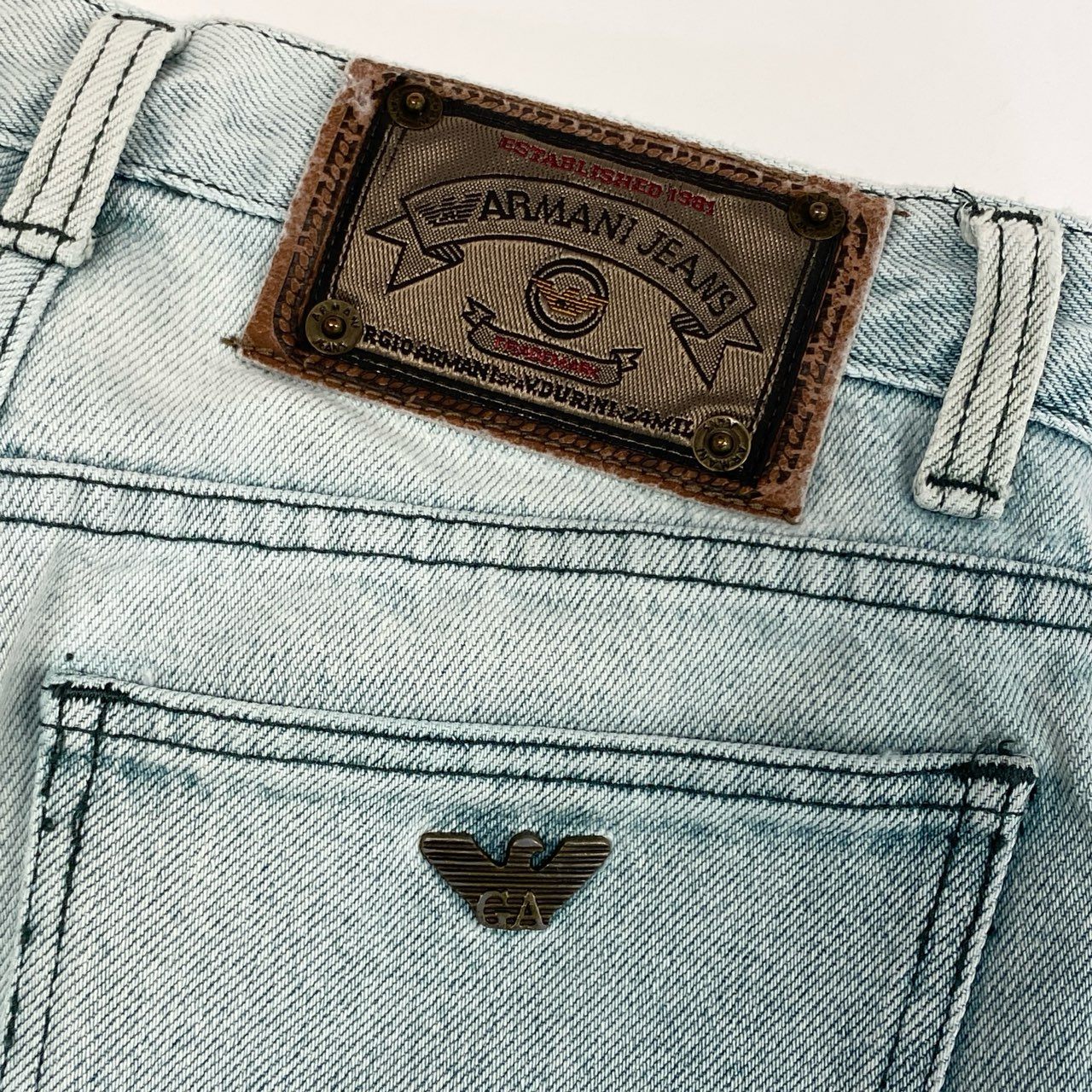 1j27 ARMANI JEANS アルマーニジーンズ 90’s デニムパンツ ジーンズ ジップフライ 28 1/2サイズ ブルー メンズu02t