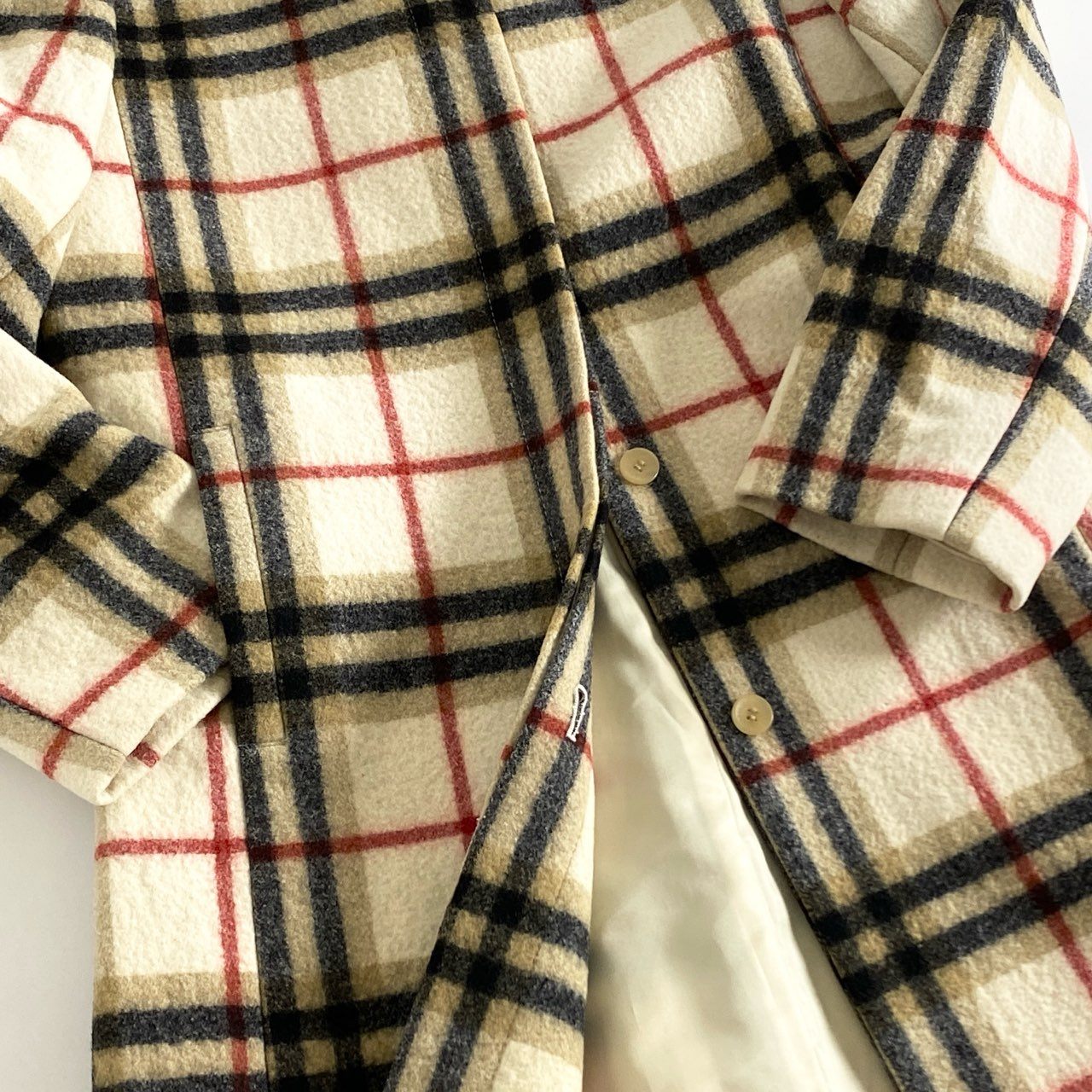 86h29 【希少モデル】BURBERRY BLUE LABEL バーバリーブルーレーベル バーバリーチェック ウールコート チェックコート サイズ38 ライトベージュ系 レディース アウター ノバチェック