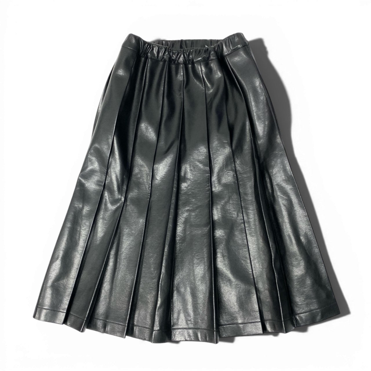 Ac5 tricot COMME des GARCONS トリココムデギャルソン 2019 エコレザー プリーツスカート フレアスカート TE-S004 ブラック レディースu02t
