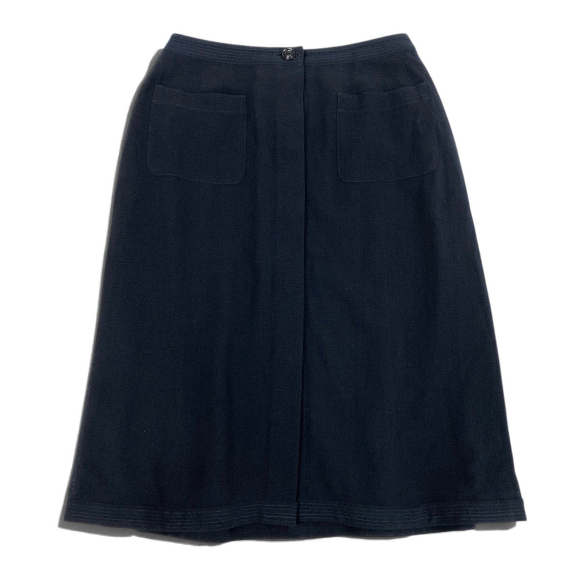 i19 CHANEL 1999年 スカート ポケット ココマーク 40サイズ ダークネイビー ウール100％ レディース 女性用u02t