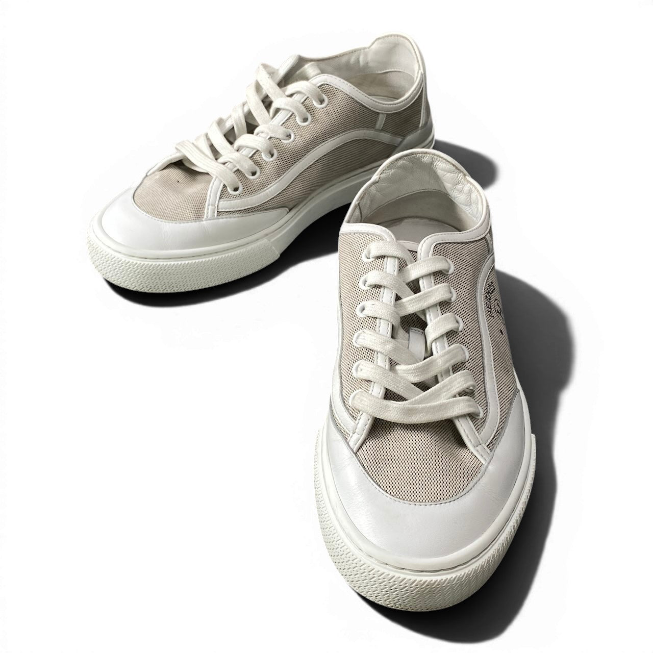e18 HERMES エルメス ゲット サイドHロゴ スニーカー Get H Logo Low Sneakers サイズ38.5 ホワイト シューズ 保存袋有t18r
