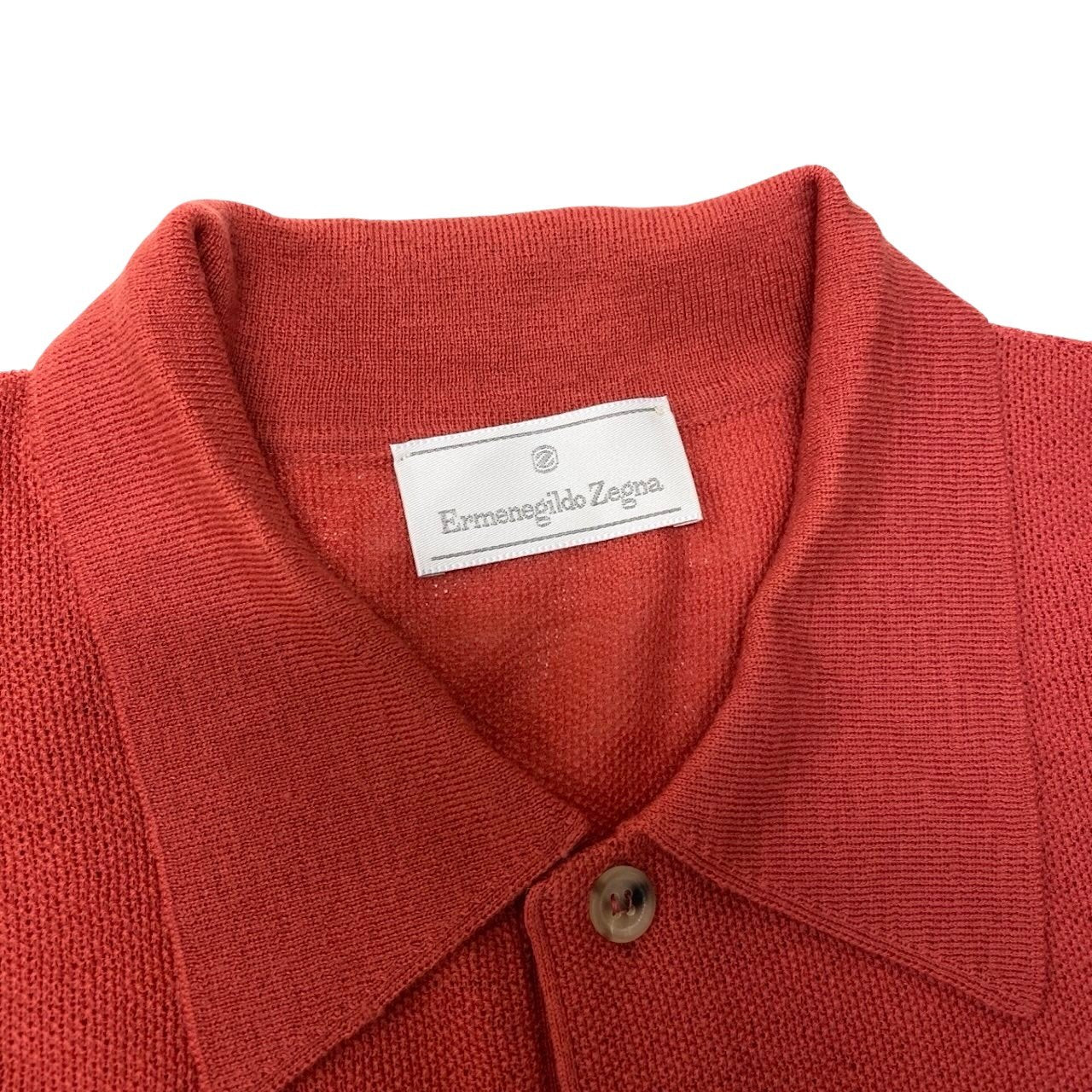 77h9 Ermenegildo Zegna エルメネジルドゼニア ニットポロシャツ ロングスリーブ ウールニット サイズ52 レッド系 メンズ 紳士服o07t