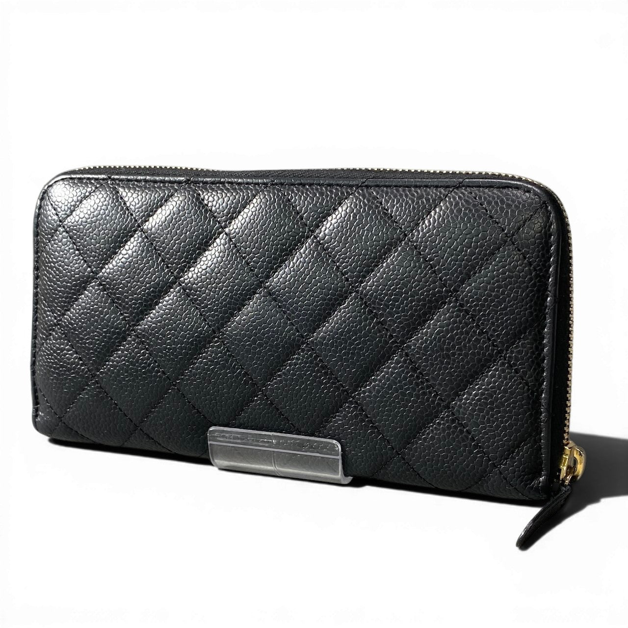 g9 《美品》 CHANEL シャネル マトラッセ キャビアスキン 長財布 Matelasse Caviar Leather Long Wallet ブラック 箱付t18r