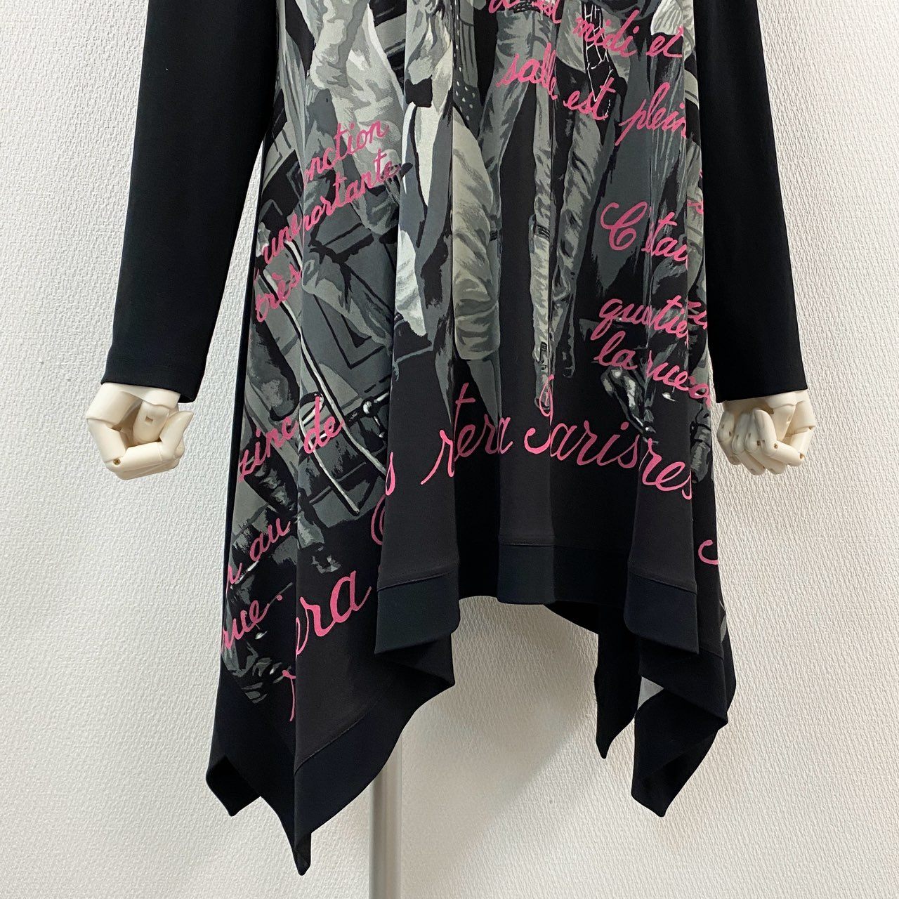 2k19《美品》 TOKUKO 1er VOL トクコプルミエヴォル 長袖ワンピース ロングワンピース 20周年限定モデル Aライン 変形デザイン 9 ブラック レディースu02t