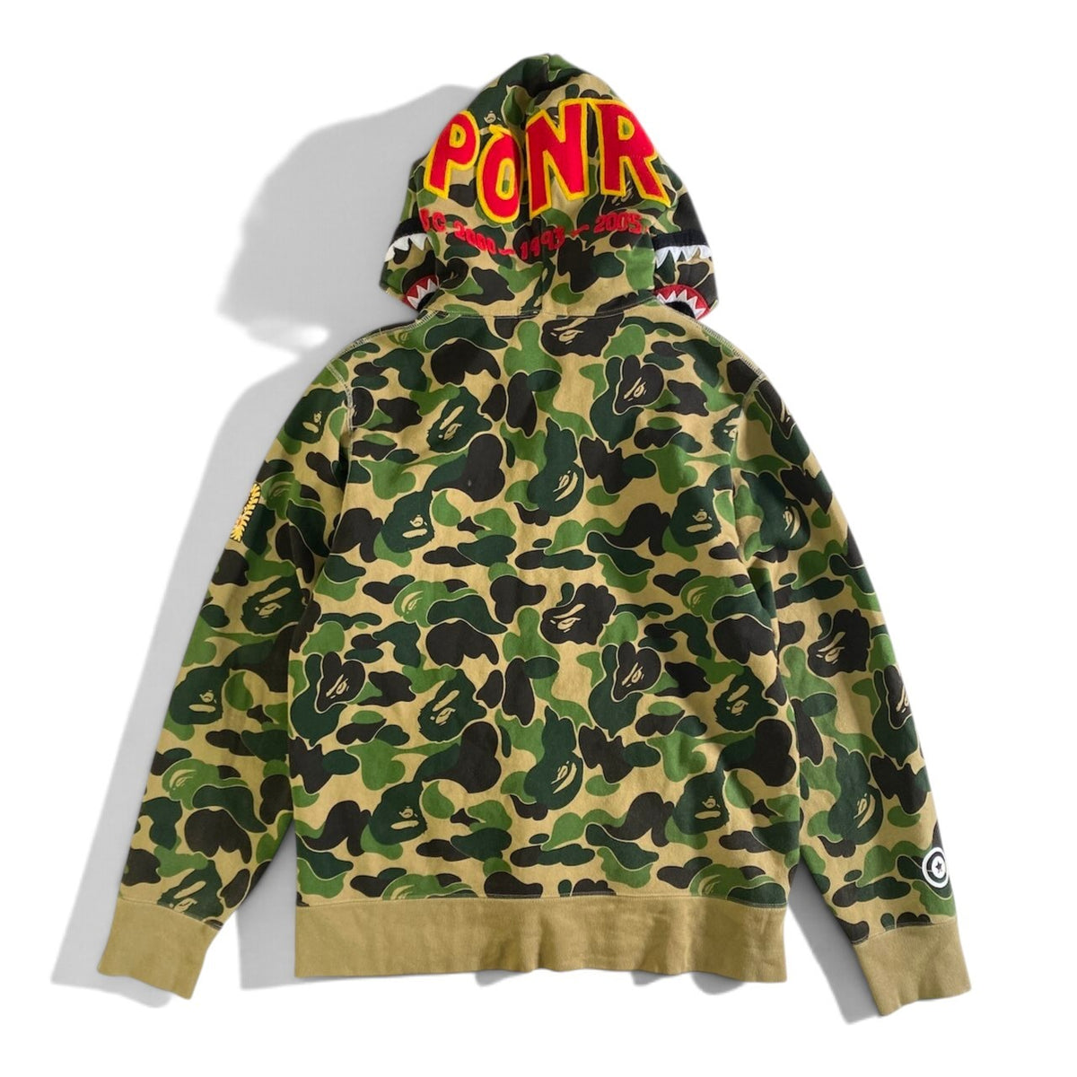 74j23 A BATHING APE アベイシング エイプ CAMO SHARK FULL ZIP カモフラ シャークパーカー M グリーン 迷彩柄t18r