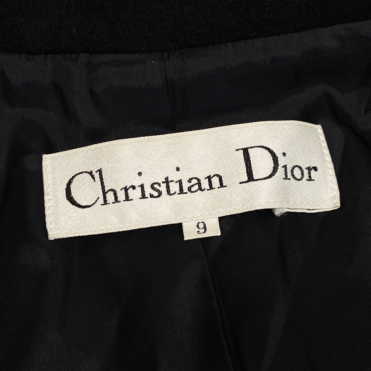 g13 Christian Dior ウールステンカラーコート CDロゴボタン アウター アンゴラ混 9サイズ ブラック ウール100％ レディース 女性用u02t