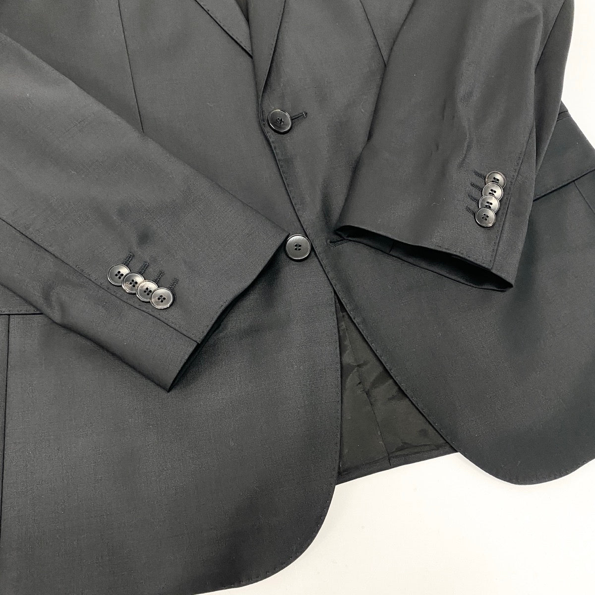 80e13 HUGO BOSS ヒューゴボス スーツセットアップ テーラードジャケット スラックス 46サイズ ブラック メンズ 男性用u02t