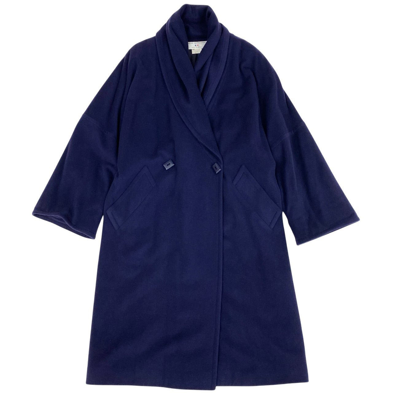 77L16 Vintage HANAE MORI PARIS ハナエモリ カシミヤ混 大判カラー ロングコート アウター 38 パープル レディース フランス製u02t