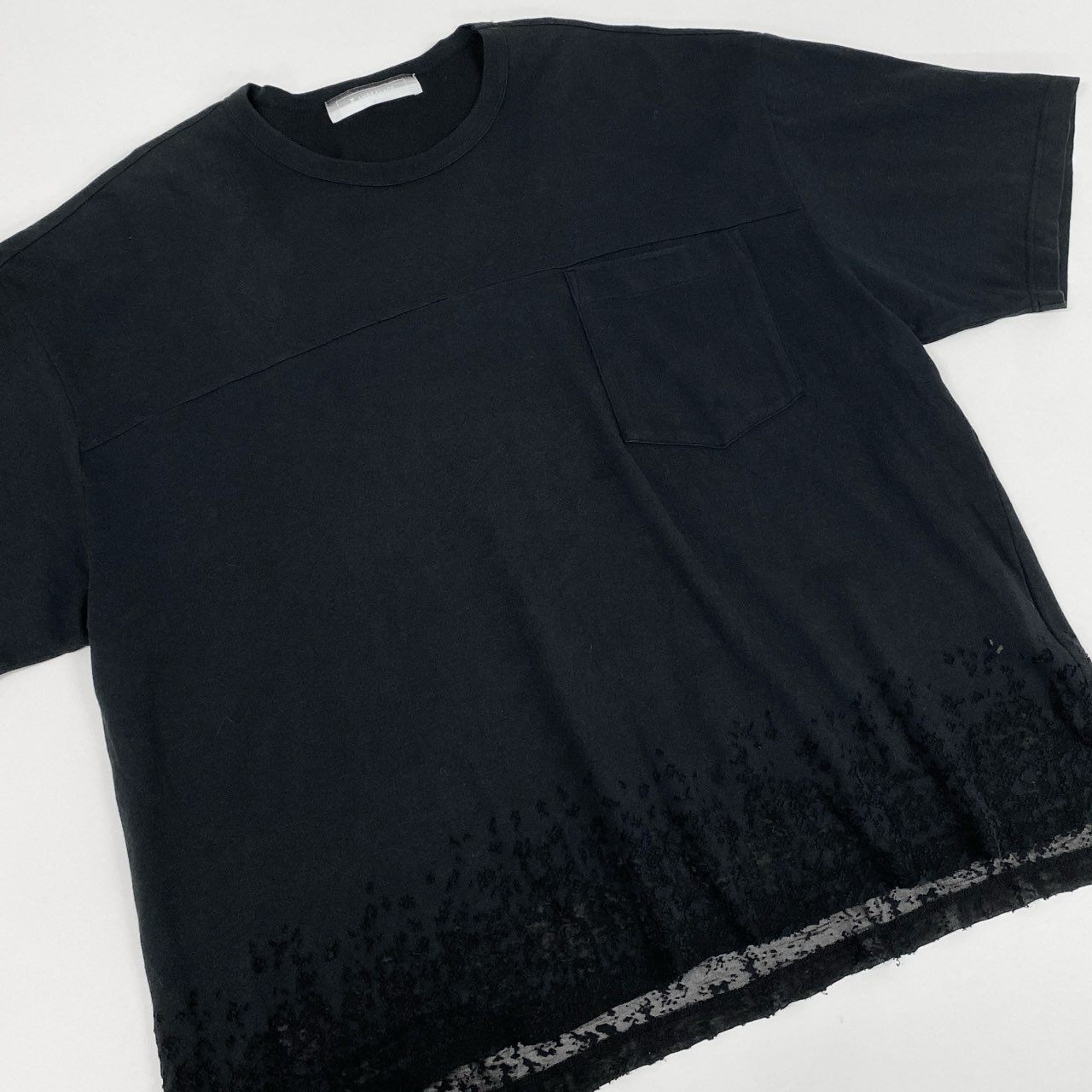 11l16 ANREALAGE アンリアレイジ ダメージメッシュ加工 BIG T F ブラック ビッグシルエット オーバーサイズ TEE 日本製 夏