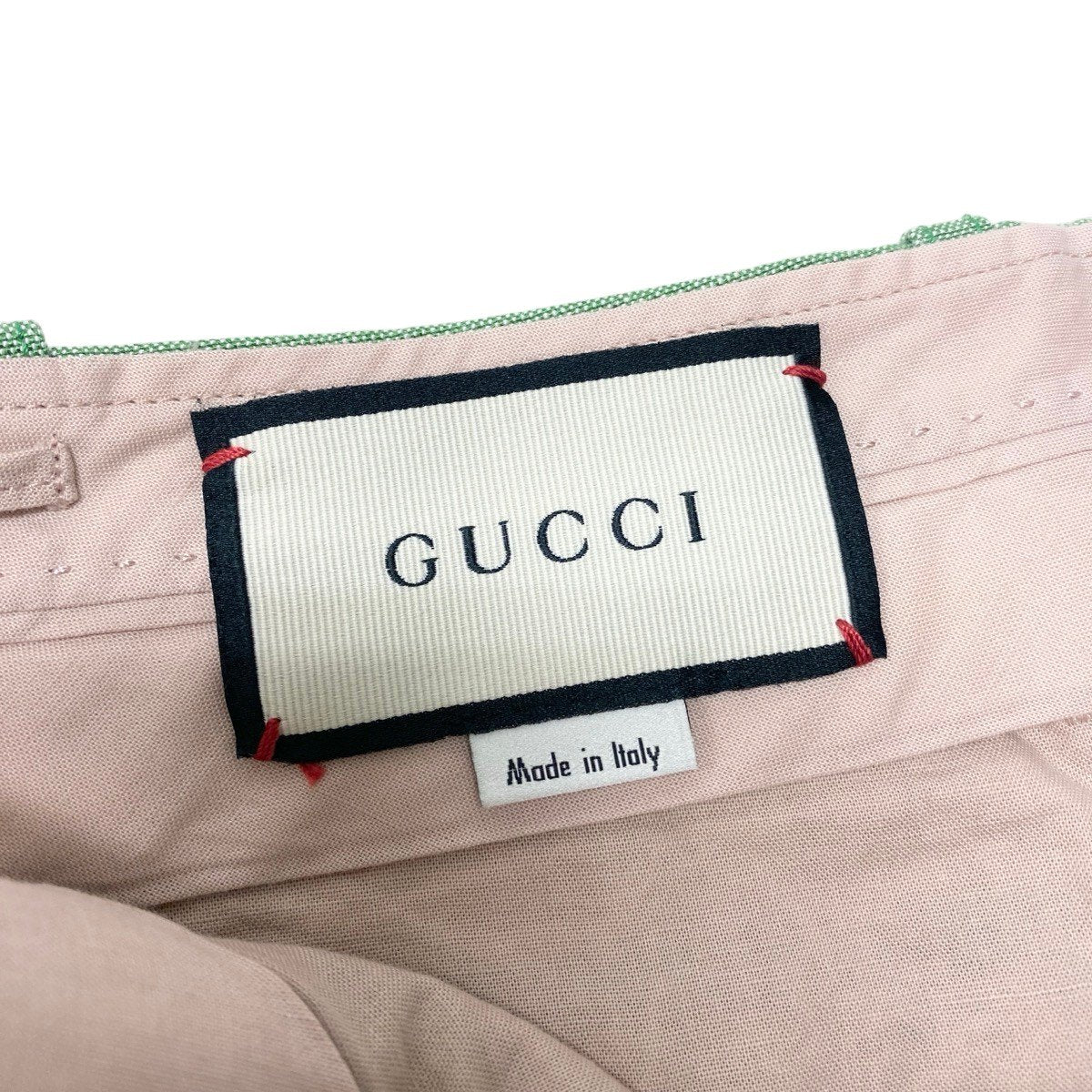 Ee28 GUCCI グッチ ロゴラベル フレアパンツ ストレッチ ボトムス サイズ42 グリーン レディース 女性服u02t