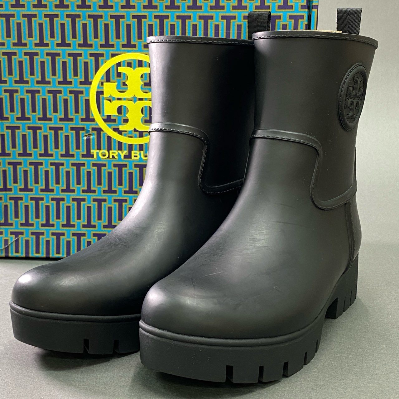 1k5 TORY BURCH トリーバーチ ANKLE アンクル レインブーツ 89510 9 ブラック RAIN BOOT 箱付き シューズ