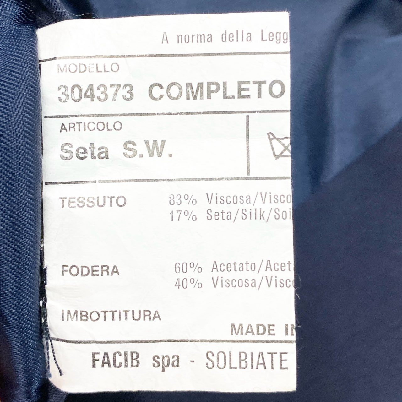 37a19 VERSACE SPORT ヴェルサーチ セットアップスーツ シングルスーツ 3B 刻印ボタン シルク混 メンズ 紳士服 フォーマル サイズ48 ネイビーu02t