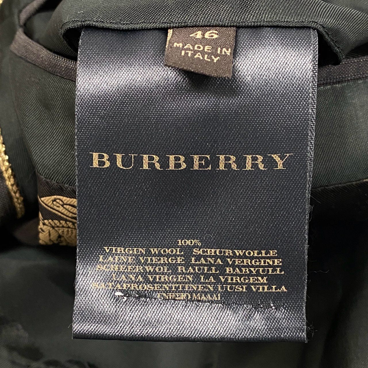 68L11 BURBERRY バーバリー イタリア製 コレクションライン テーラードジャケット ブレザー 46 チャコールグレー バージンウール メンズ 紳士服u02t