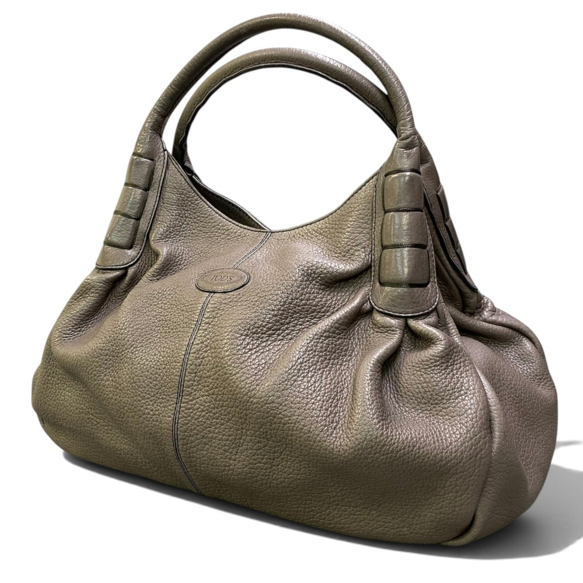 Aj2 TOD’S トッズ レザーショルダーバッグ Leather Shoulder Bag グレー ハンドバッグ 鞄t18r