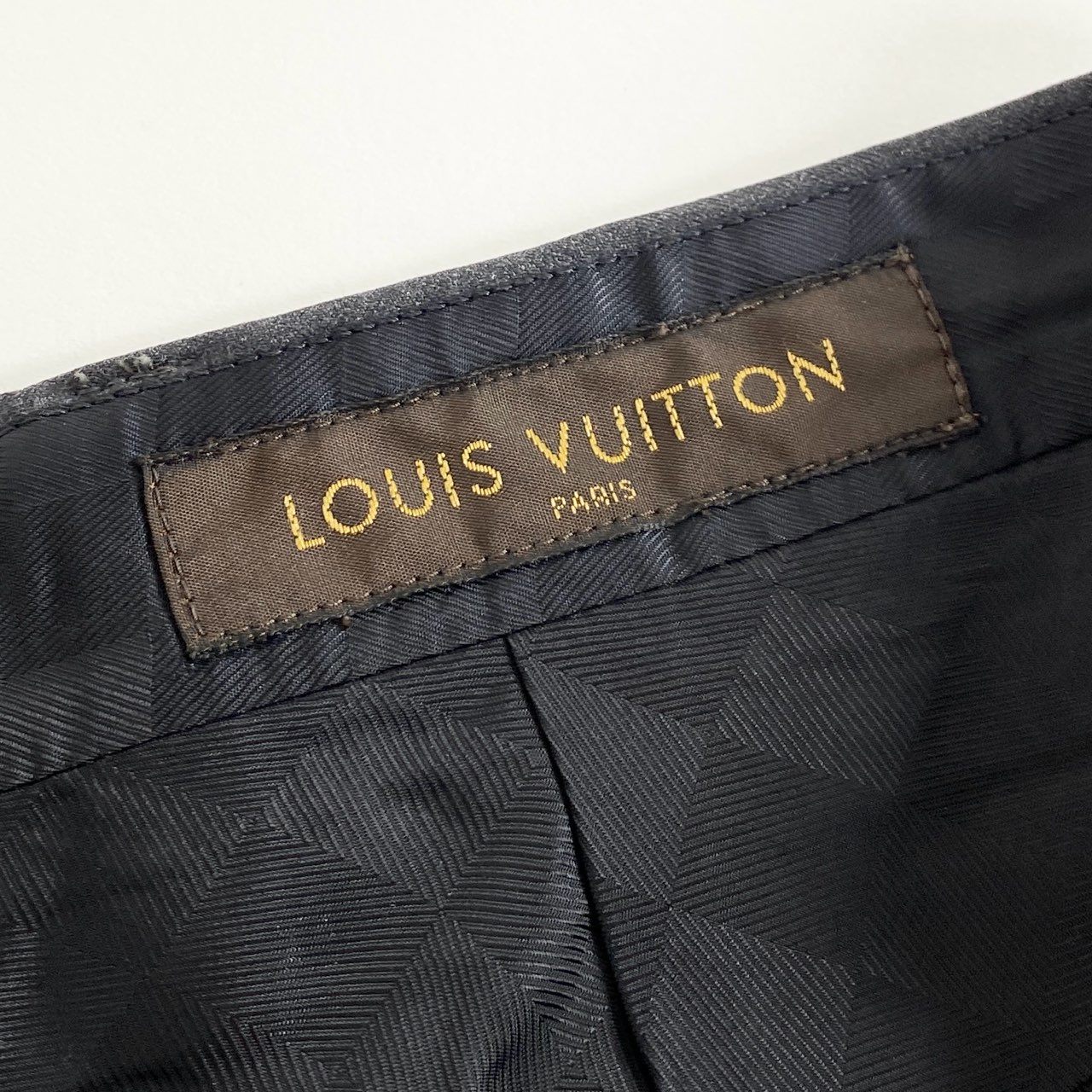 75j2 LOUIS VUITTON ルイヴィトン スラックスパンツ ストレートパンツ LVアジャスター付き サイズ40 175/82A グレー メンズ イタリア製