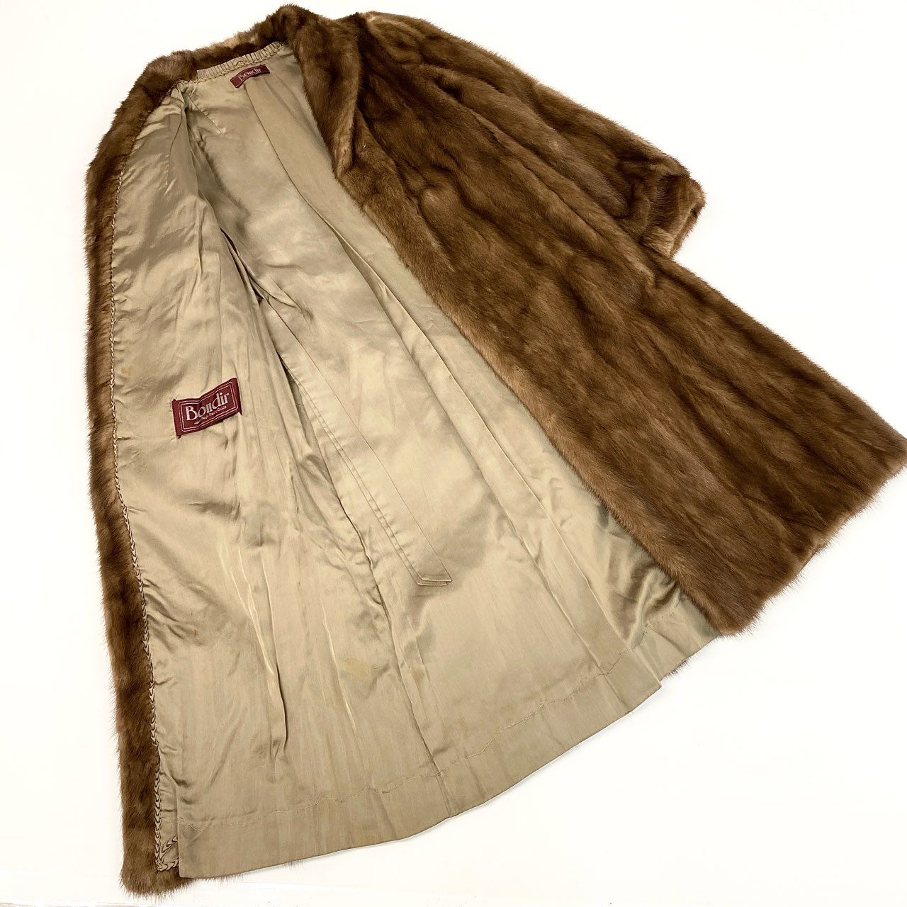 49L4 デミバフミンク 着丈110cm 超ロングコート 13号 ブラウン 最高級本毛皮 MINK FUR COAT リアルファー ポケット有t18r