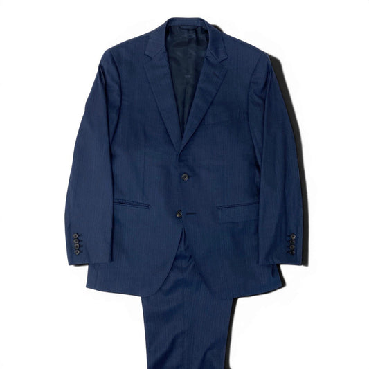 36e27 【美品】 azabu tailor 麻布テーラー Loro Piana ロロピアーナ生地 セットアップ オーダースーツ シングル 2B XLサイズ ネイビー メンズ 紳士服u02t